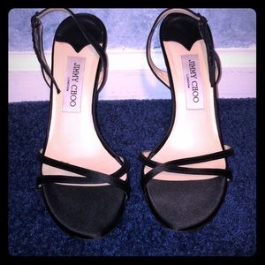 Jimmy Choo Black Satin Slingback